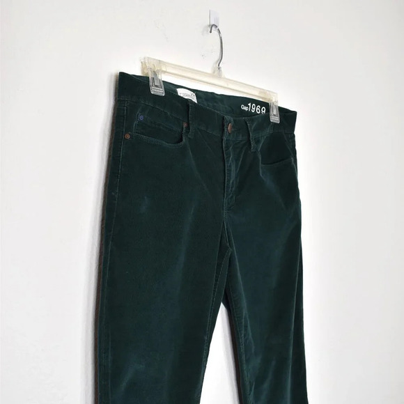 GAP 1969 Fine Corduroy Legging Jean Sz 29R Pants 5 Pocket Mid Rise Green Boho - Picture 5 of 15